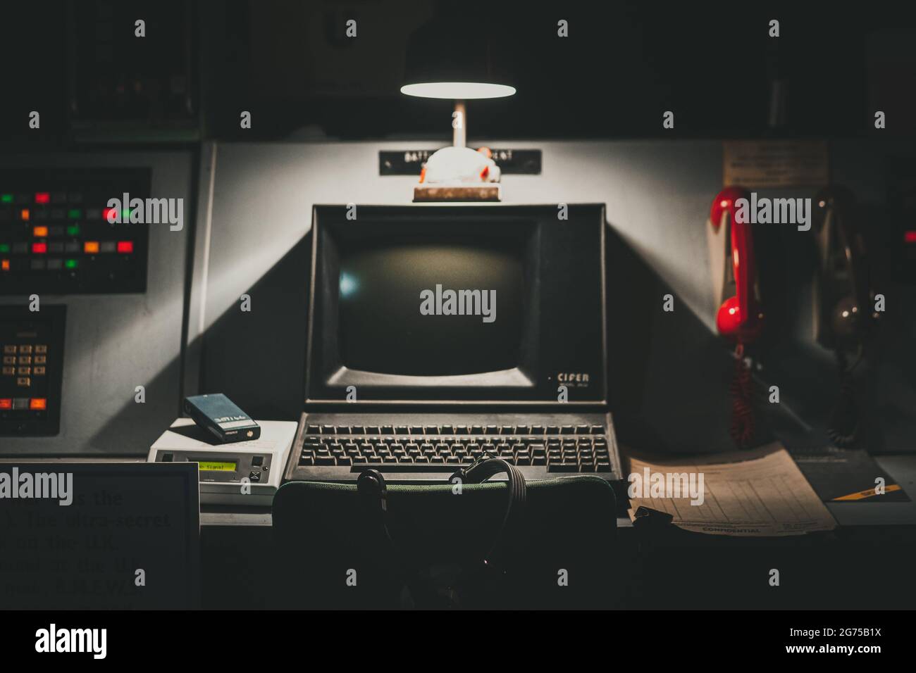 Cheshire, UK 25th June 2021 Vintage Cold War Missile Silo computer