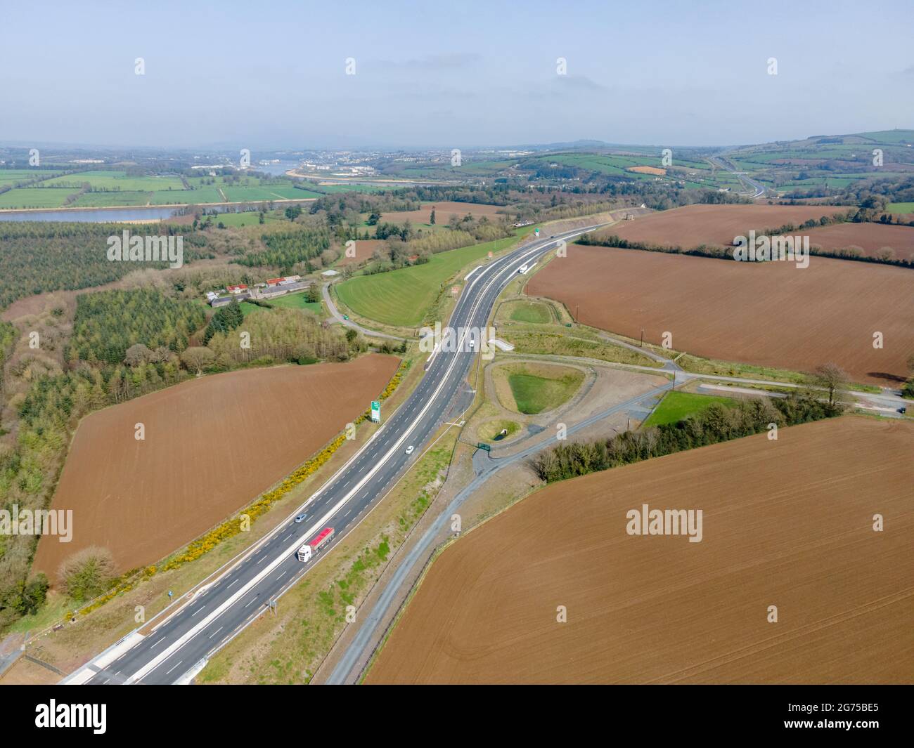 Motorway N25 in Ireland from drone Stock Photo