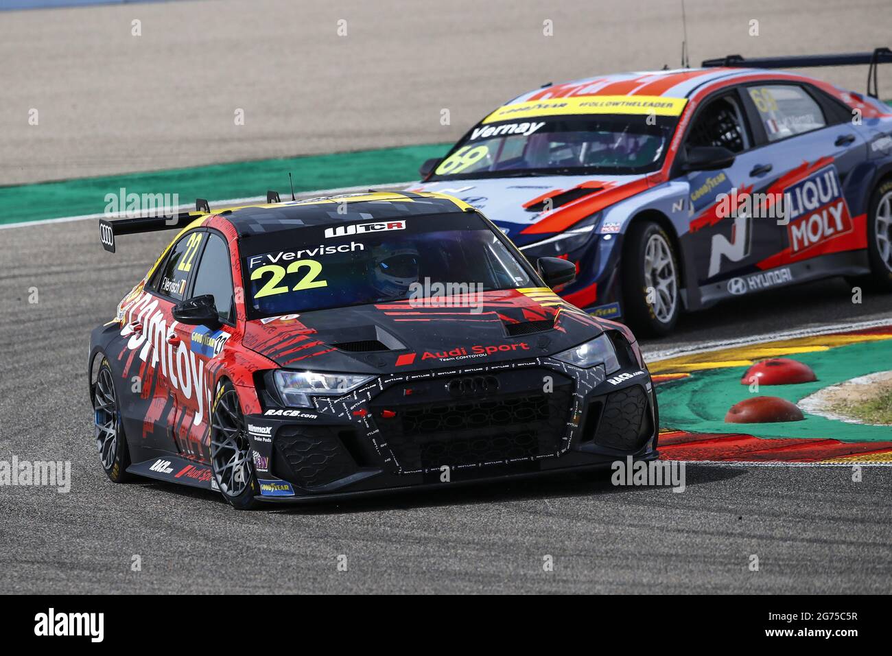 22 Vervisch Frederic (bel), Comtoyou Team Audi Sport, Audi RS 3 LMS TCR (2021), action during the 2021 FIA WTCR Race of Spain, 3rd round of the 2021 FIA World Touring Car Cup, on the Ciudad del Motor de Aragon, from July 10 to 11, 2021 in Alcaniz, Spain - Photo Xavi Bonilla / DPPI Stock Photo