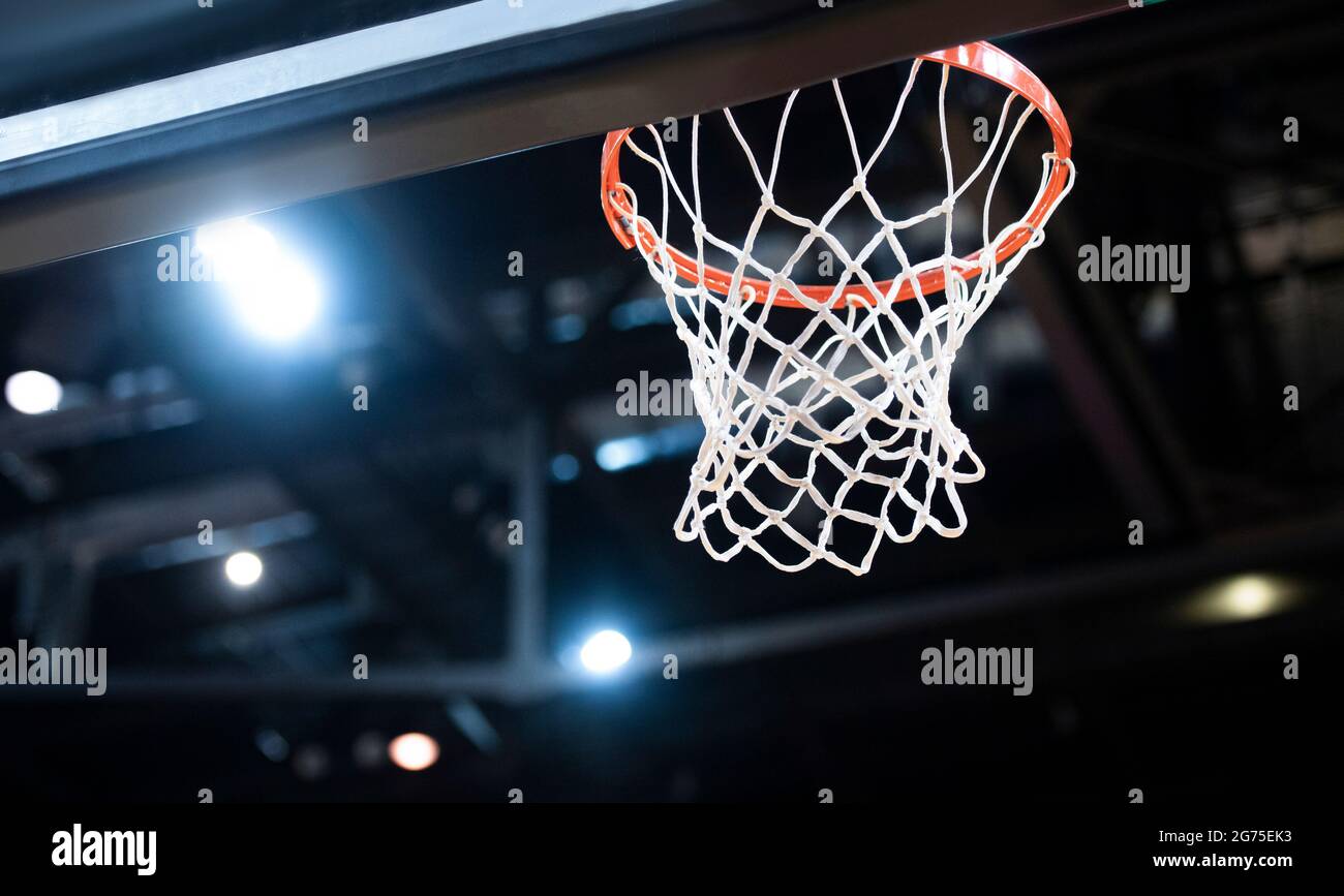 Basketball hoop isolated on black background. Professional sport
