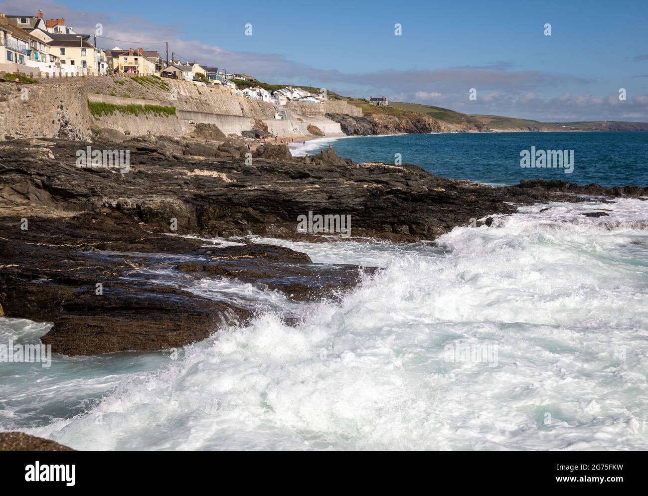 A view of the sea and rocks in Porthleven, Cornwall,UK Stock Photo - Alamy