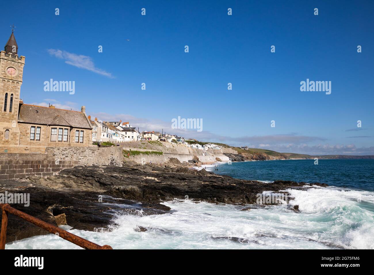 A view of the sea and rocks in Porthleven, Cornwall,UK Stock Photo - Alamy