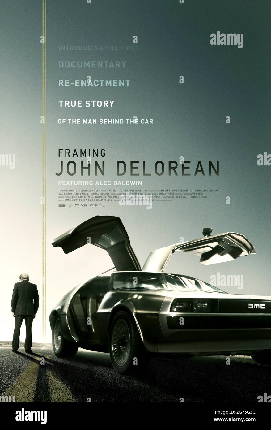 Framing John DeLorean (2019) directed by Don Argott and Sheena M. Joyce and starring Alec Baldwin, Josh Charles and Morena Baccarin. Documentary about controversial automaker John DeLorean. Stock Photo
