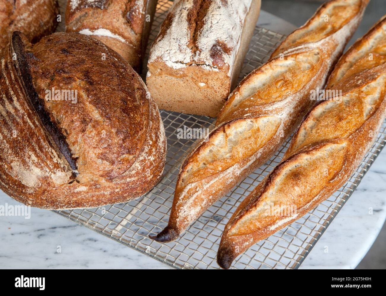 A bunch of freshly baked bread Stock Photo