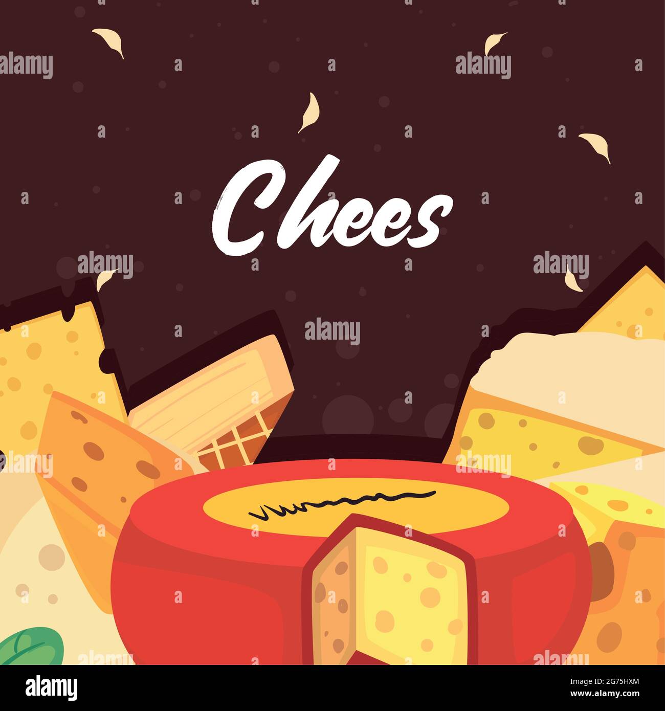 holland cheese wheel and different cheese types Stock Vector