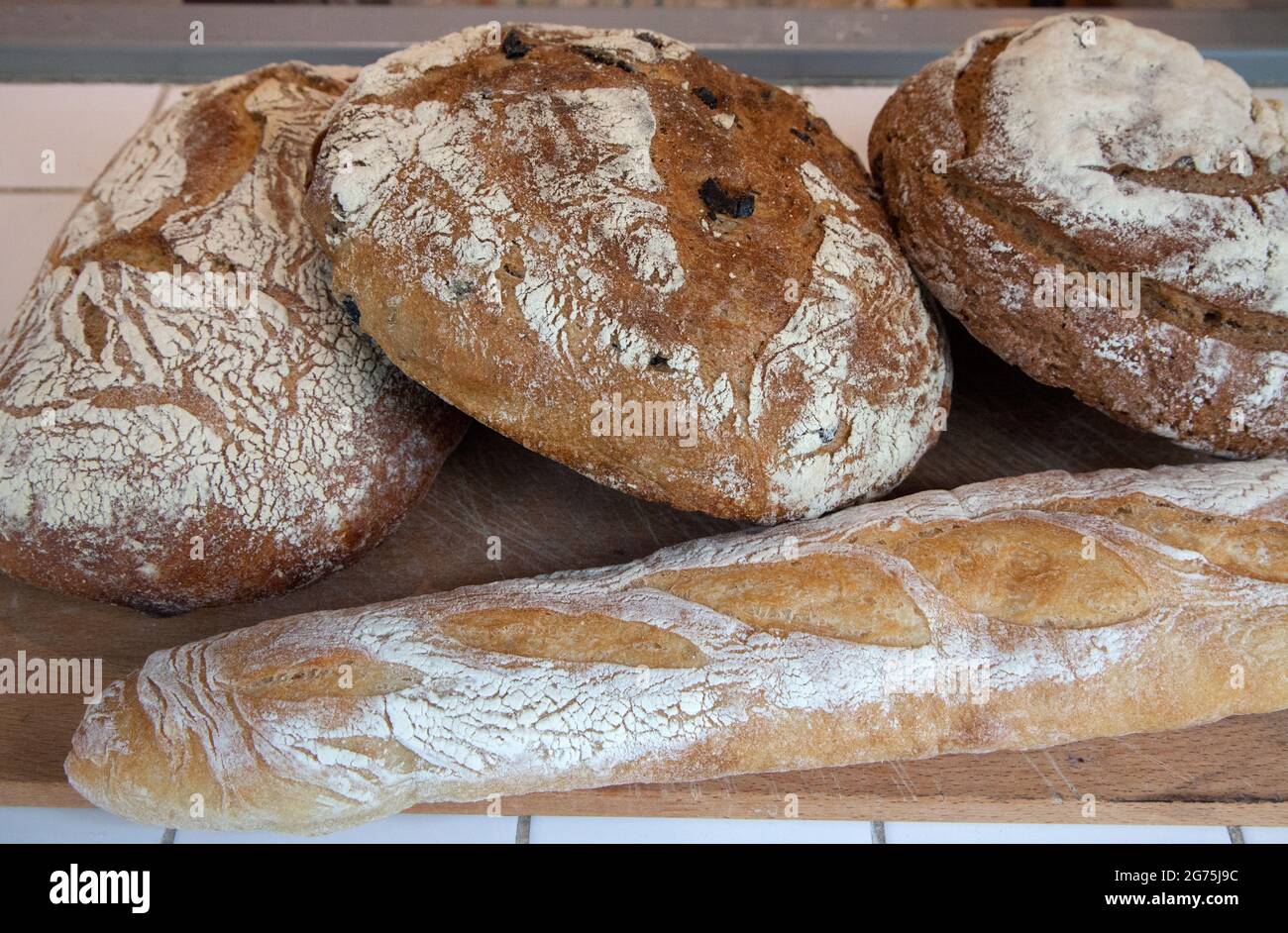 A bunch of freshly baked bread Stock Photo