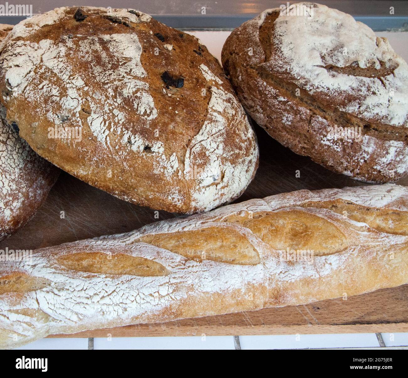 A bunch of freshly baked bread Stock Photo