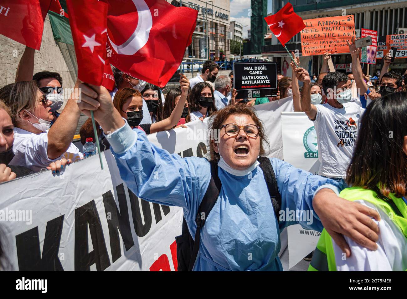 A protester chants slogan during the demonstration. Animal rights ...