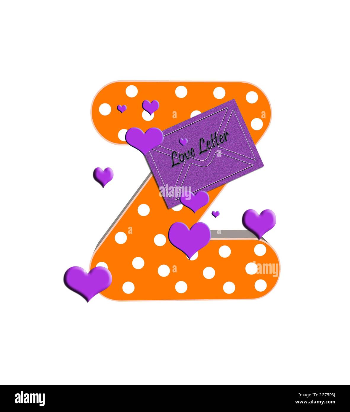 Z In The Alphabet Set Love Is Filled With Polka Dots And Surrounded By 3d Hearts Stock Photo Alamy