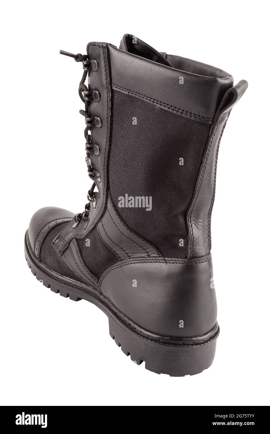 new black lightweight military boot isolated on white background