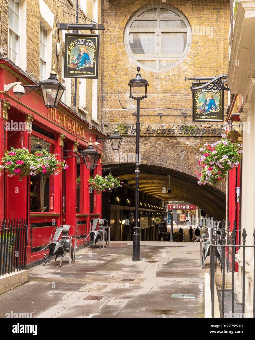 The Ship and Shovell pub in Charing Cross with the Arches Shopping