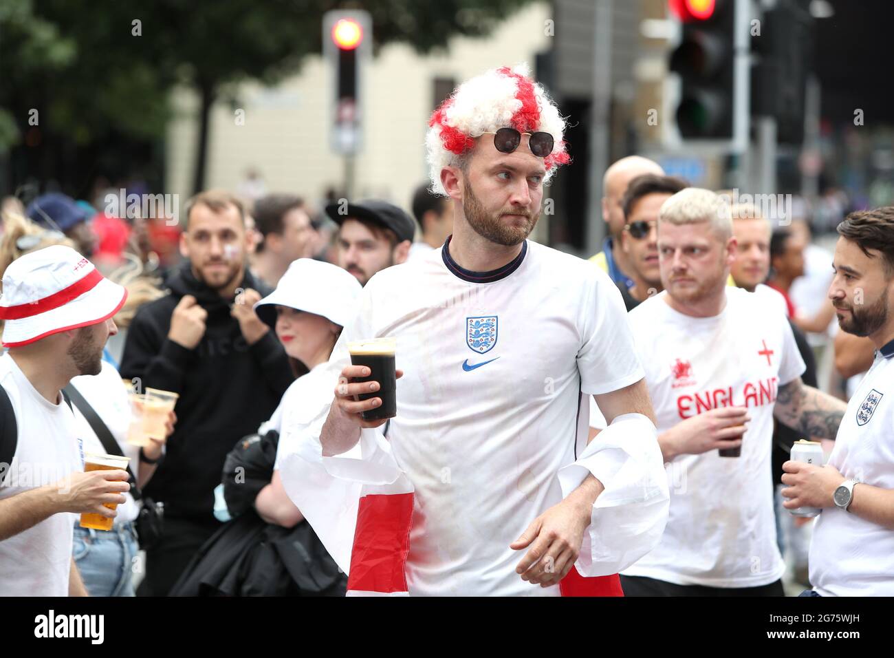 Jul With Fans England fans outside London Bridge station ahead of the UEFA Euro 2020 ...