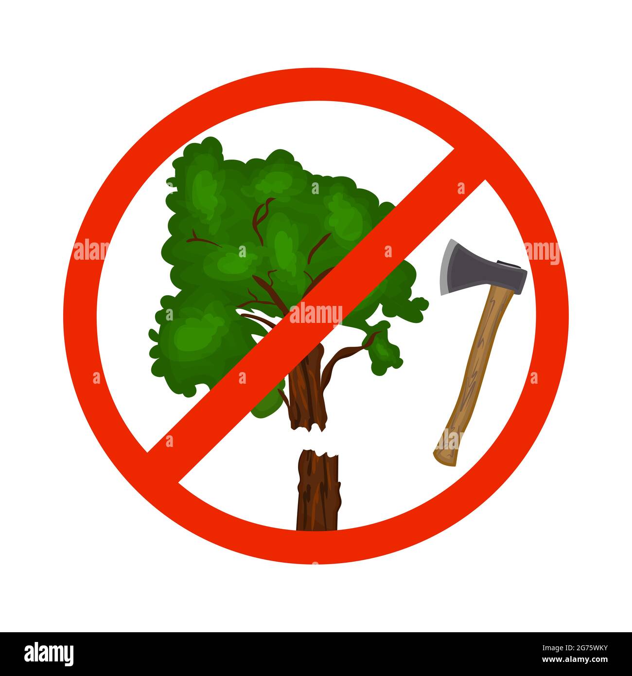 Dont cut down trees sign isolated on white background. Save our trees