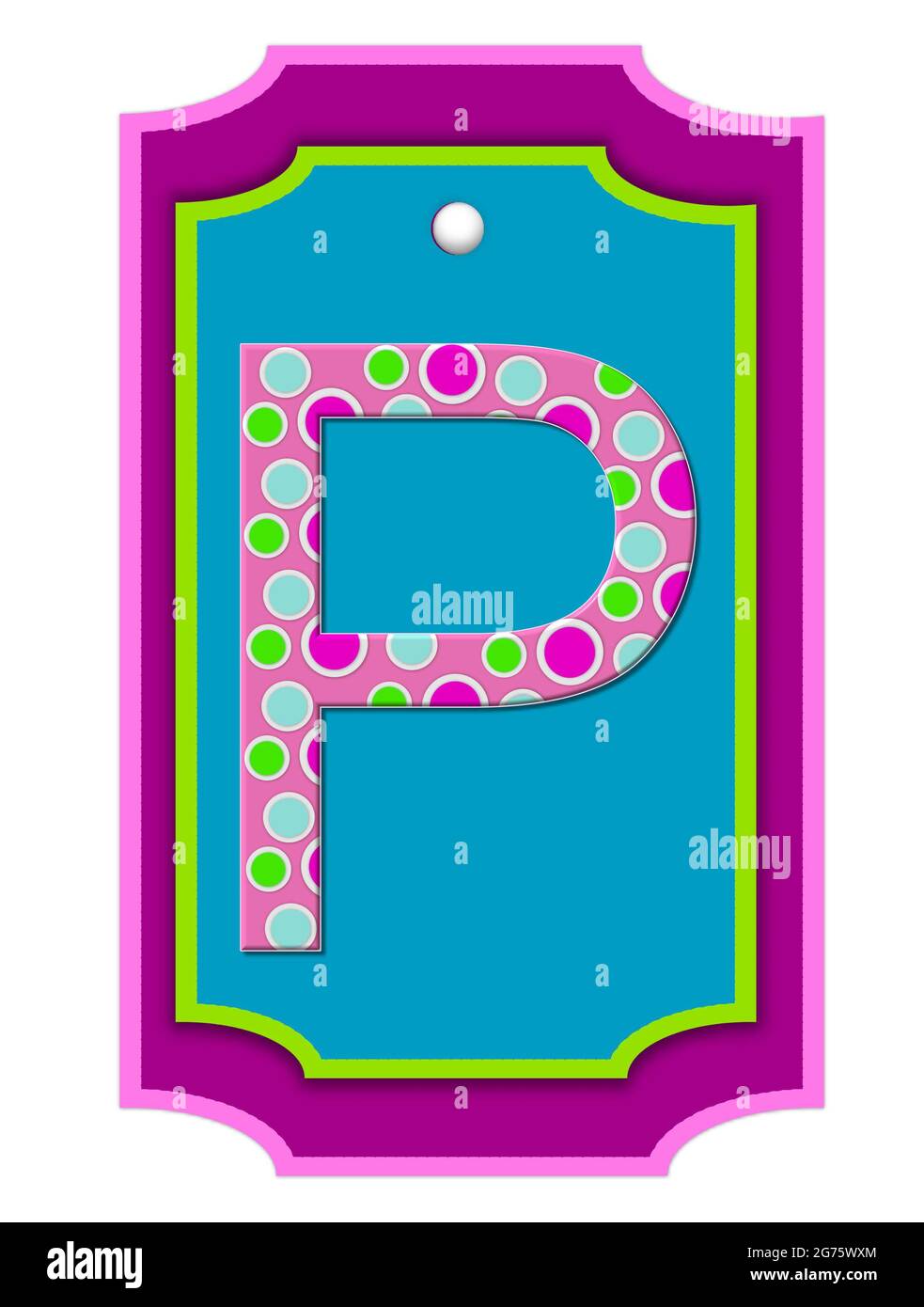 The letter P, in the alphabet set "Tag It" is a ticket-style tag in purple and aqua. Letter is pink with polka dots Stock Photo - Alamy The letter P, in the alphabet set "Tag It" is a ticket-style tag in purple and aqua. Letter is pink with polka dots Stock Photo - Alamy