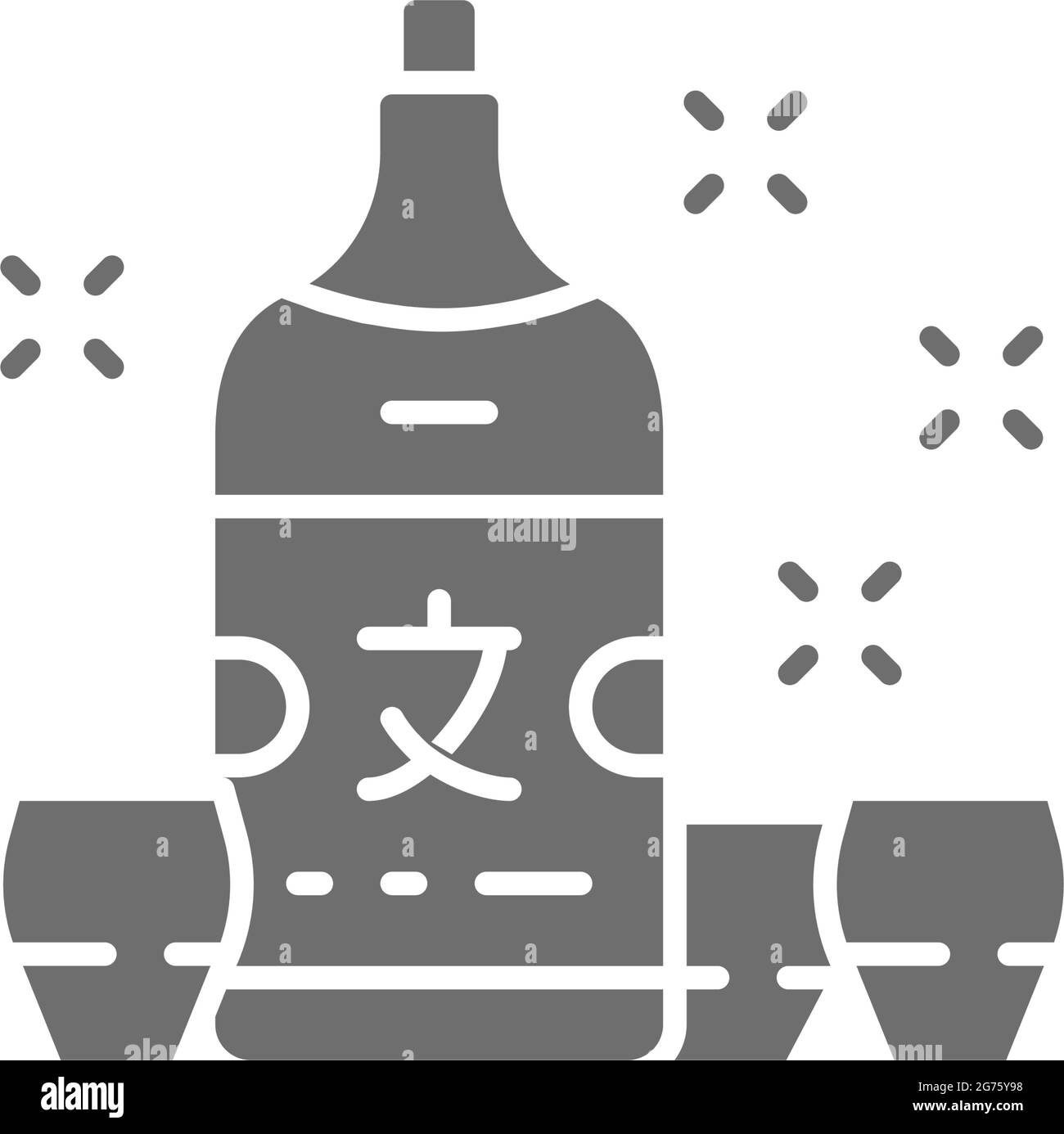Japanese sake, alcohol gray icon. Isolated on white background Stock