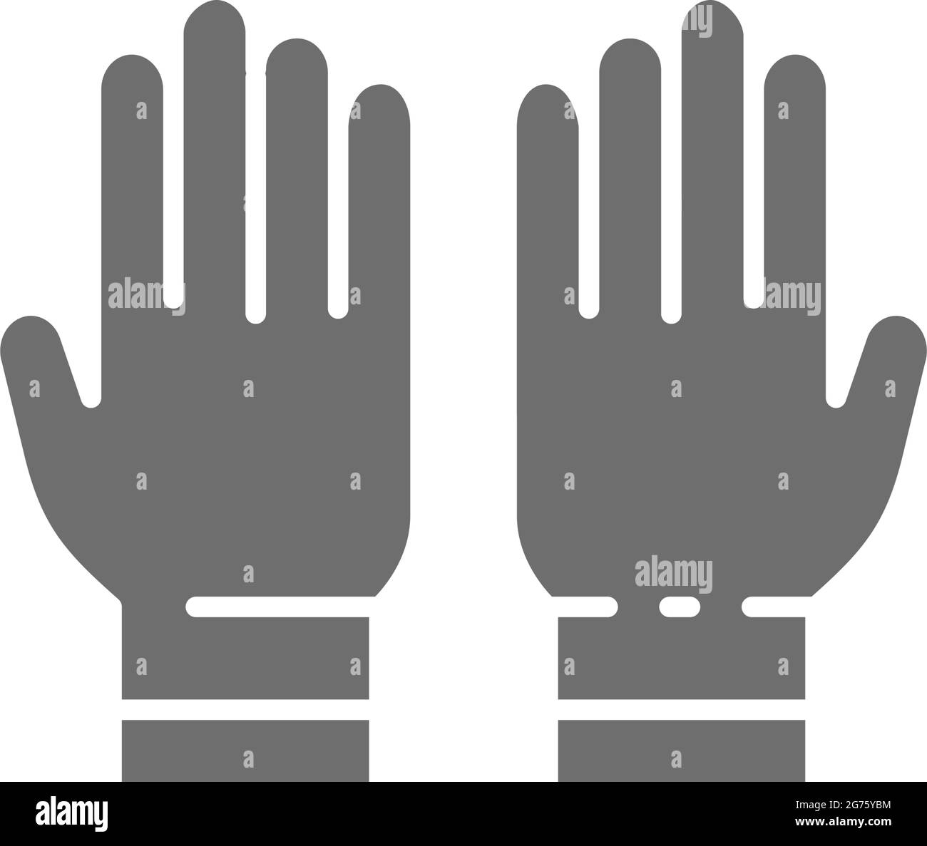 Protective rubber gloves, tattoo studio accessory gray icon. Stock Vector