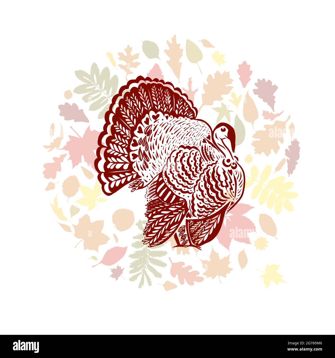 Autumn background with leaves and ears. Thanksgiving frame. turkey ...