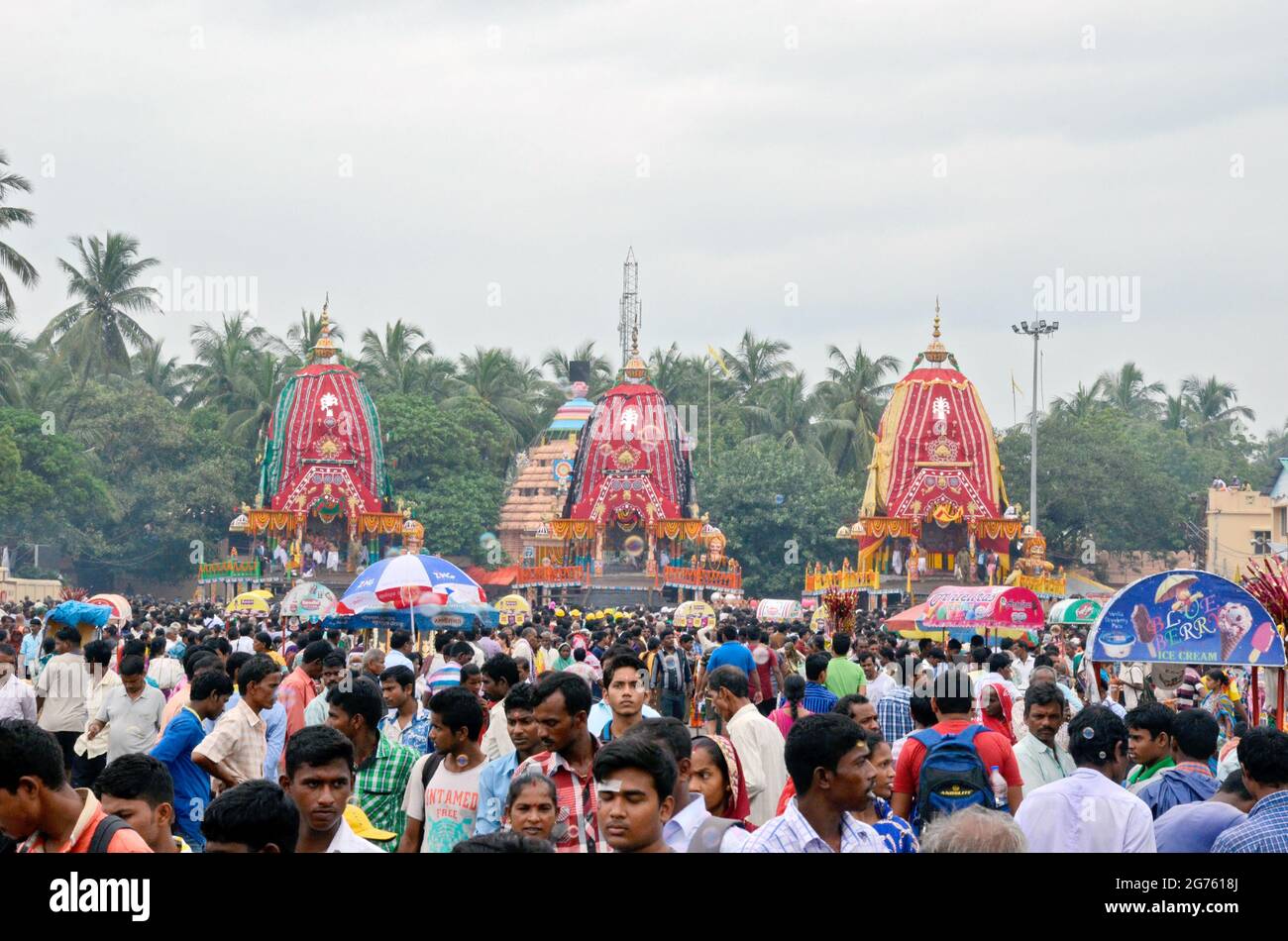 Ratha Yatra is a Hindu festival associated with Lord Jagannath held at Puri in the state of Odisha, India. Stock Photo