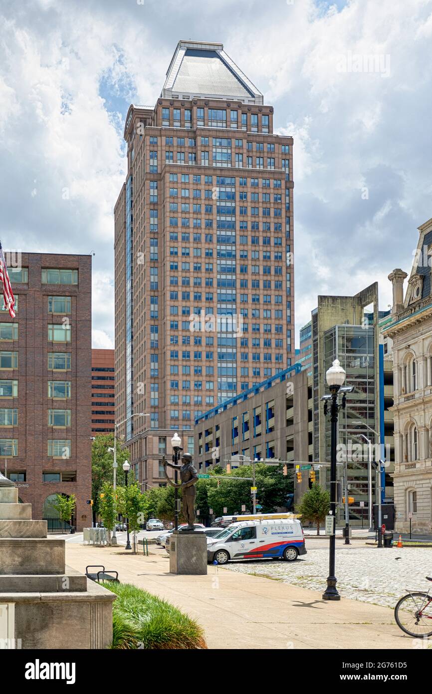 One South Street is a 31-story office skyscraper in downtown Baltimore, built in 1992, formerly Commerce Place and Alex Brown Building. Stock Photo