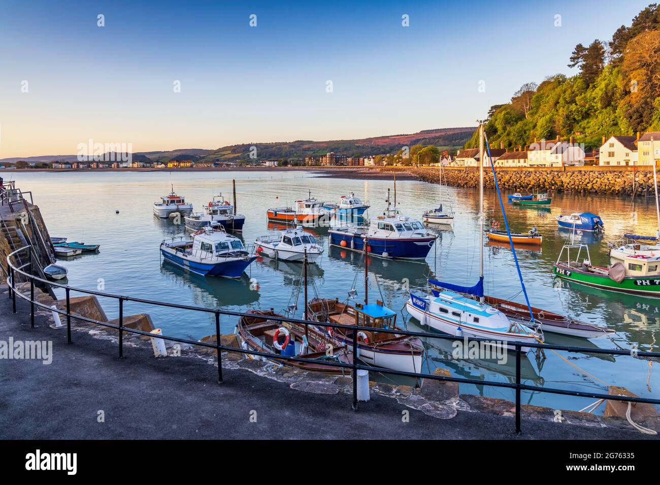 A beautiful morning at the old harbour at Minehead on the Somerset coast. Stock Photo