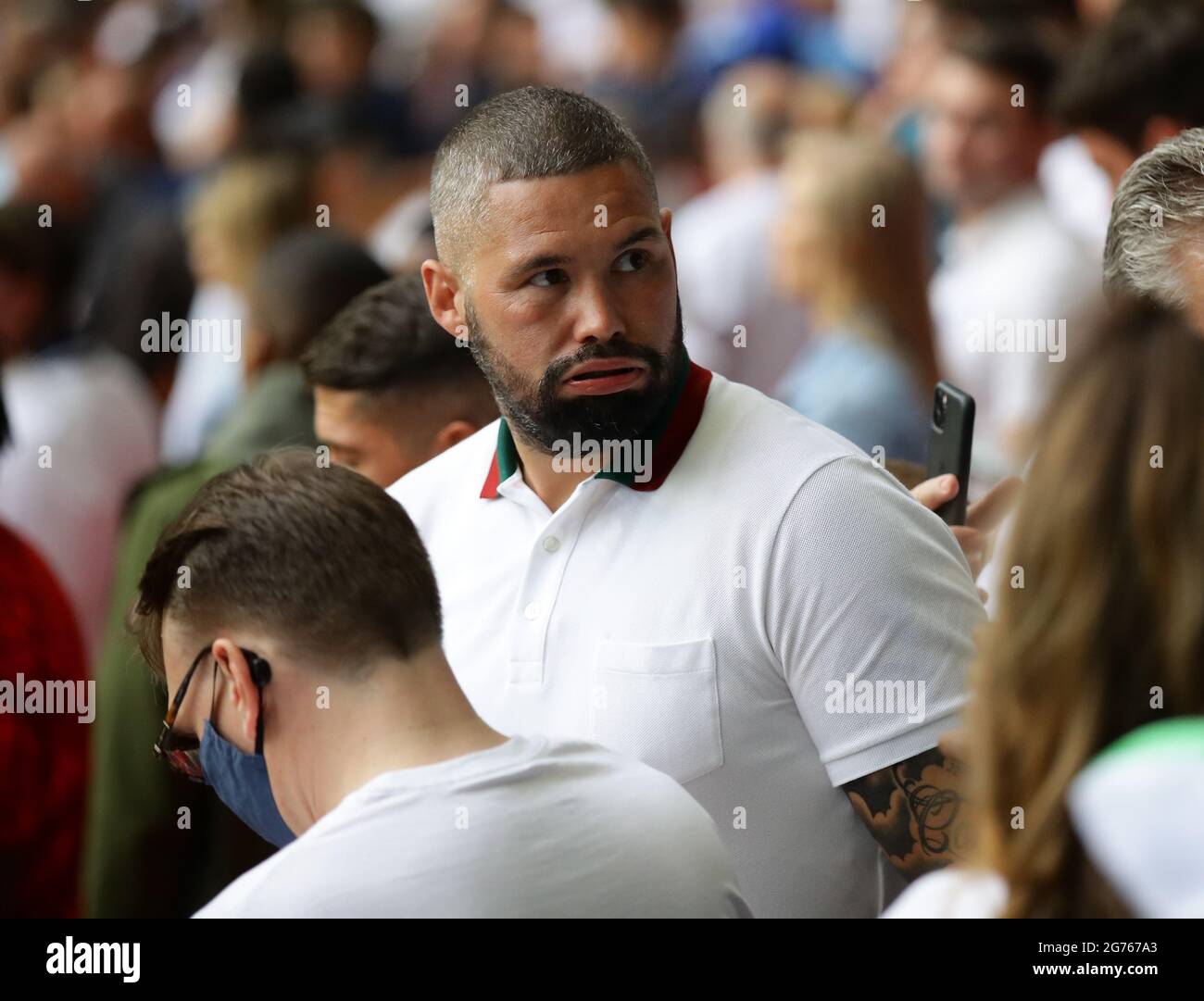 London, England, 11th July 2021. Former boxer Tony Bellew looks on nervously before the UEFA Euro 2020 final at Wembley Stadium, London. Picture credit should read: David Klein / Sportimage Credit: Sportimage/Alamy Live News Stock Photo