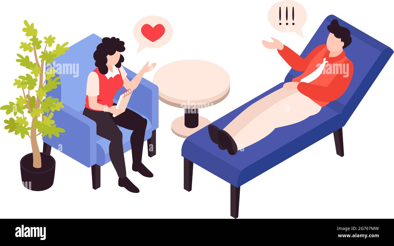 Psychologist psychiatrist isometric composition with stress behavior