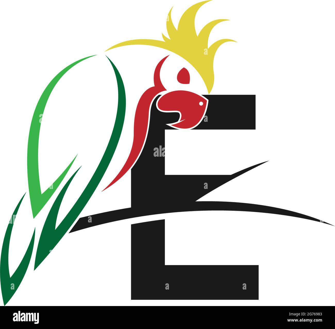 Letter E with parrot bird icon logo design vector illustration Stock ...