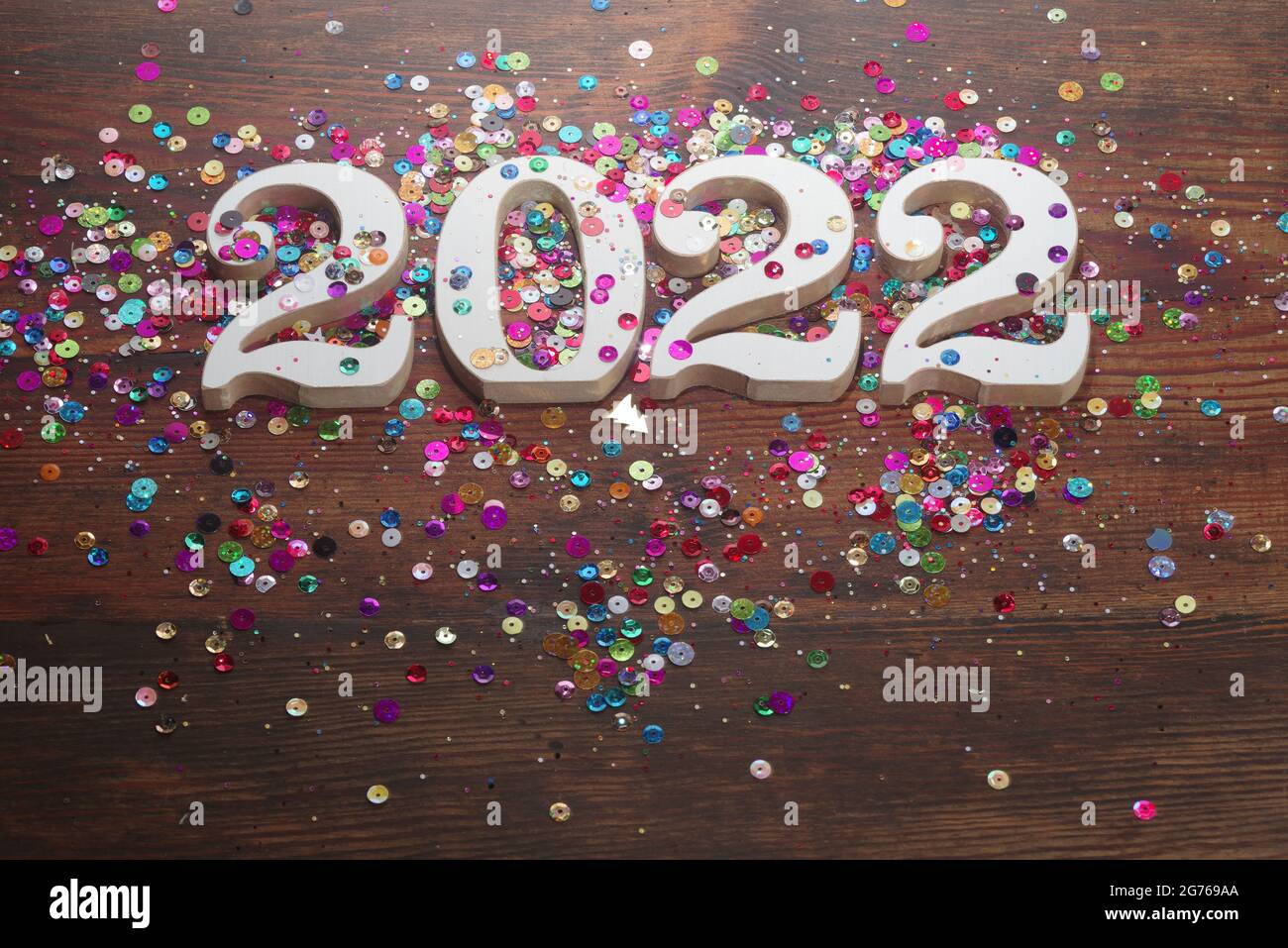 Happy New Year. Symbol from number 2022 on abstract background Stock Photo