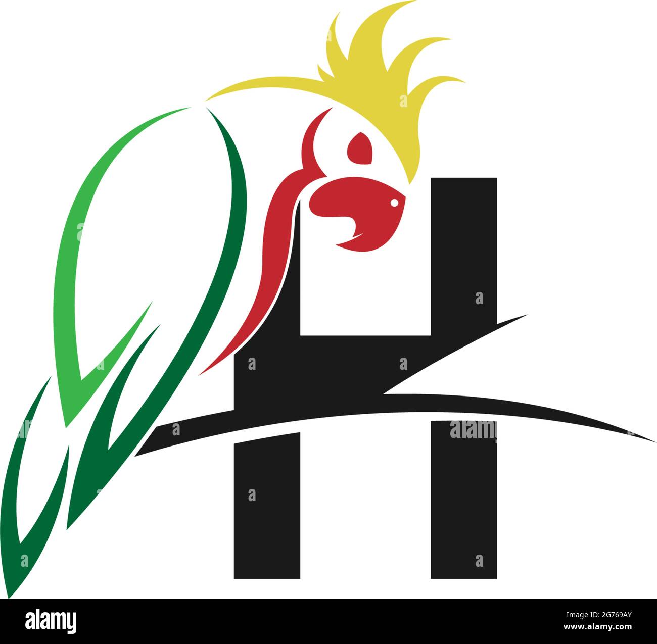 Letter H with parrot bird icon logo design vector illustration Stock ...