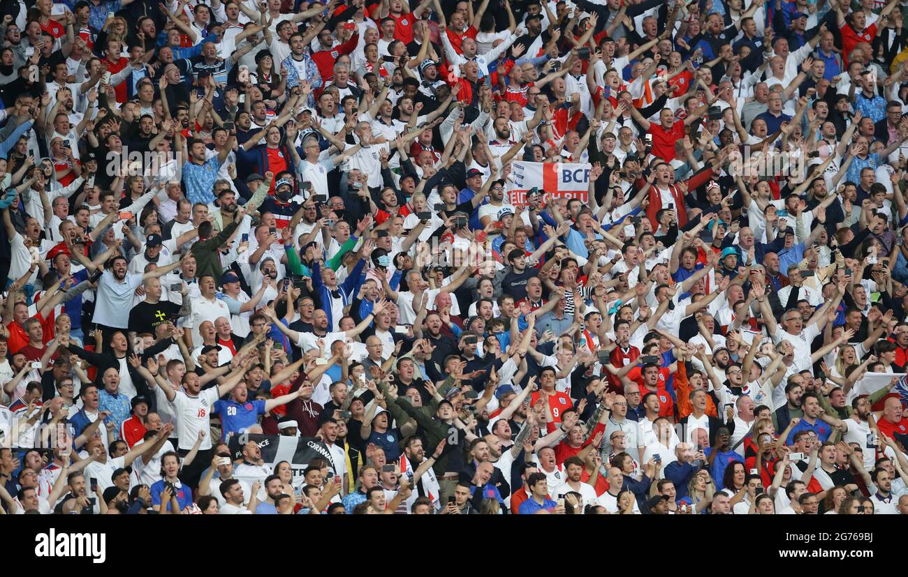 London, England, 11th July 2021. England fans sing their national