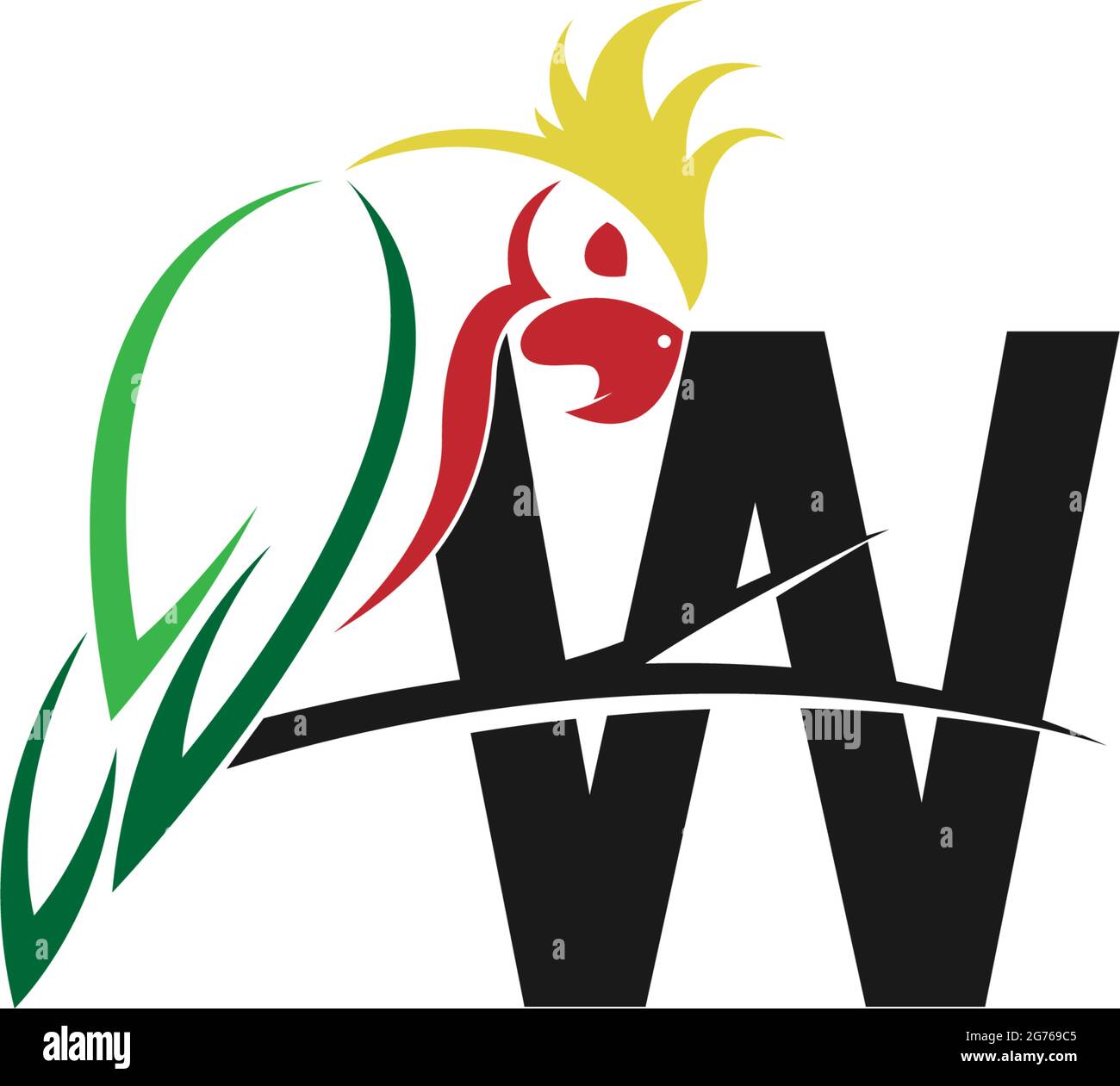 Letter W with parrot bird icon logo design vector illustration Stock ...