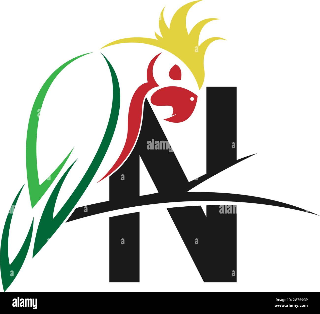 Letter N with parrot bird icon logo design vector illustration Stock Vector