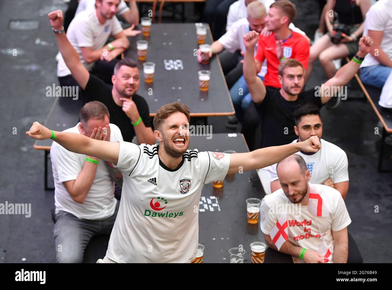 England fans at BOXPARK Croydon react as they watch the UEFA Euro 2020