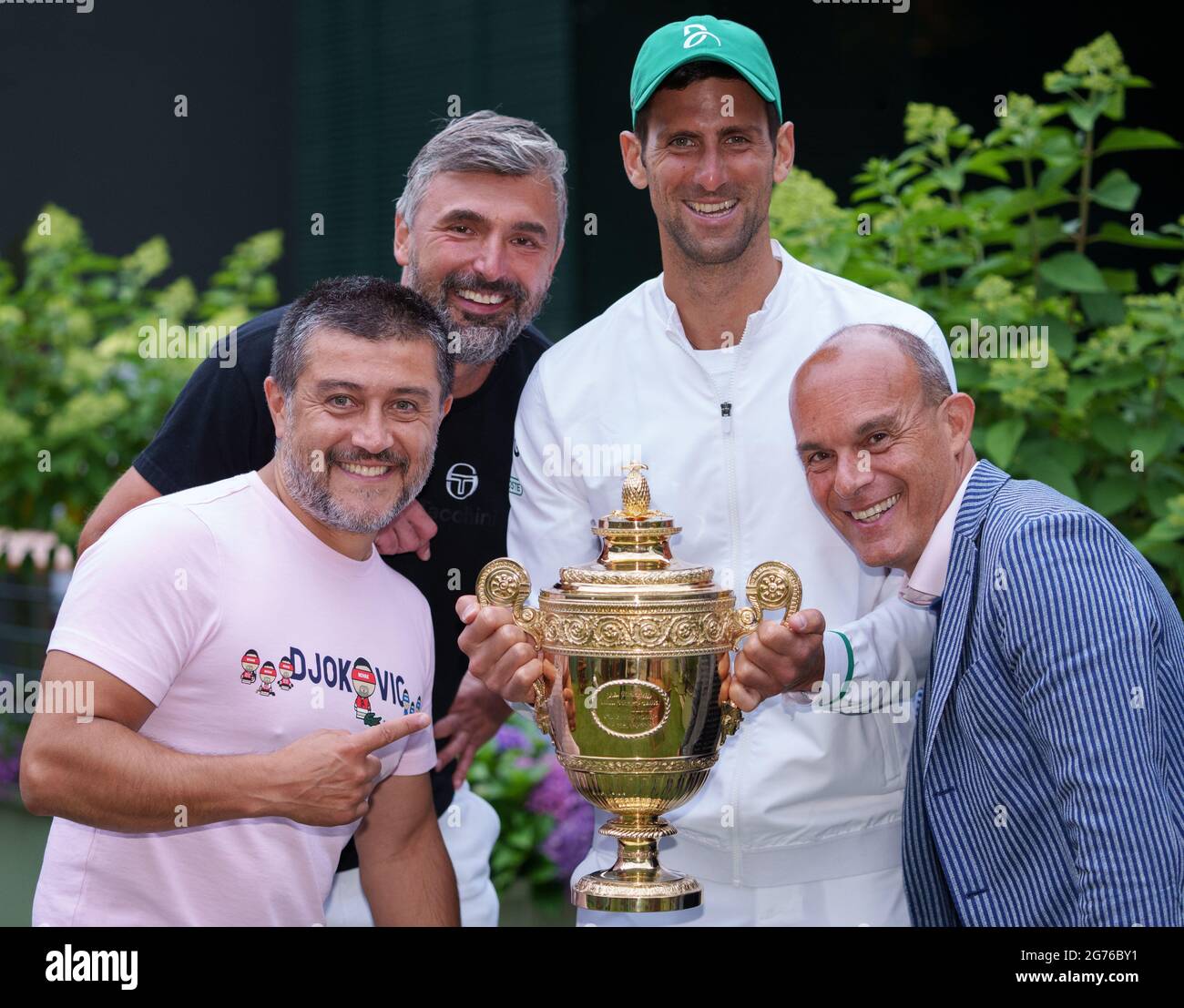 Novak Djokovic and his team, coach Goran Ivanisevic, Edoardo Artaldi