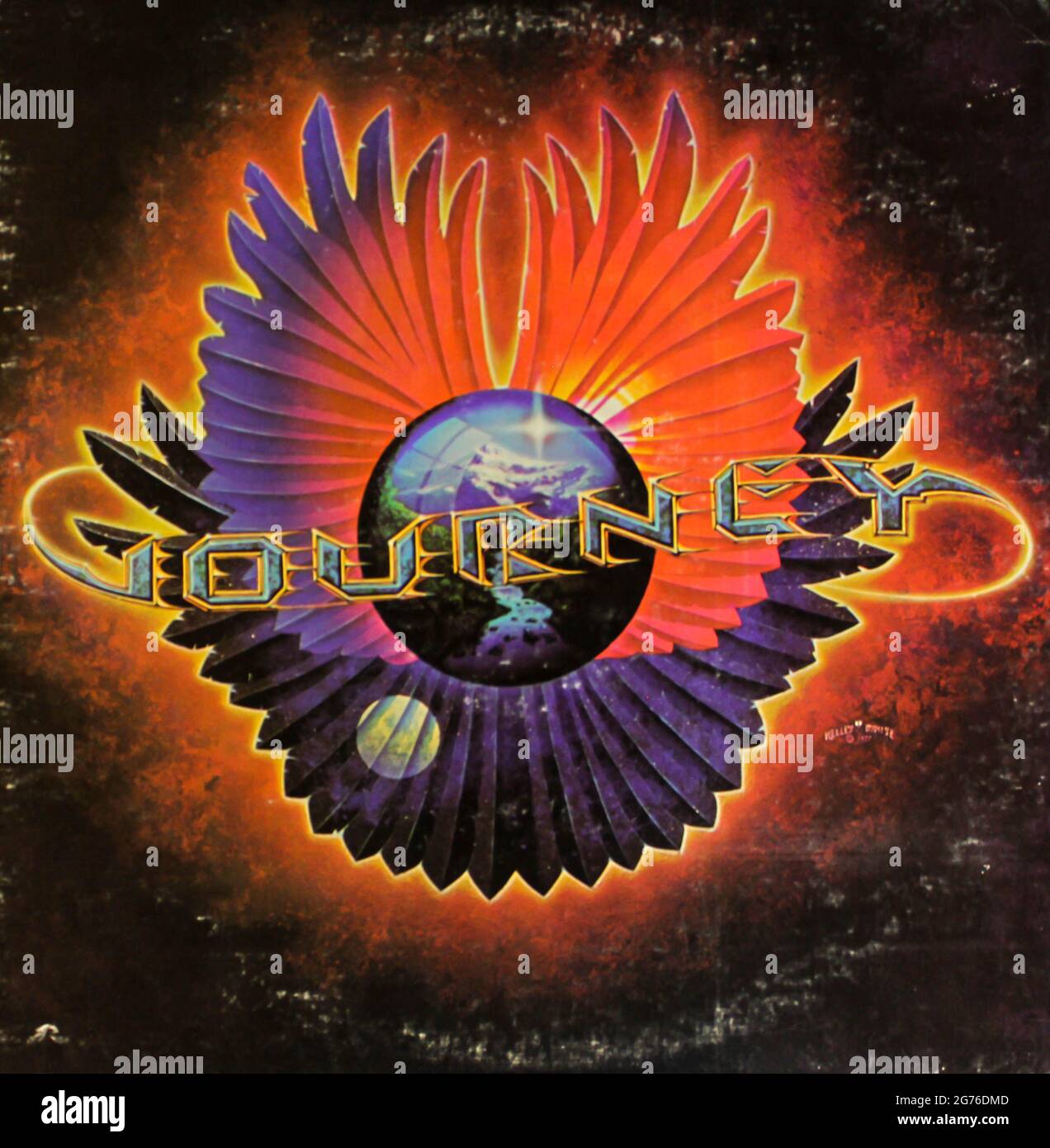 Hard rock and soft rock band,  Journey band music album on vinyl record LP disc. Titled: Infinity album cover Stock Photo