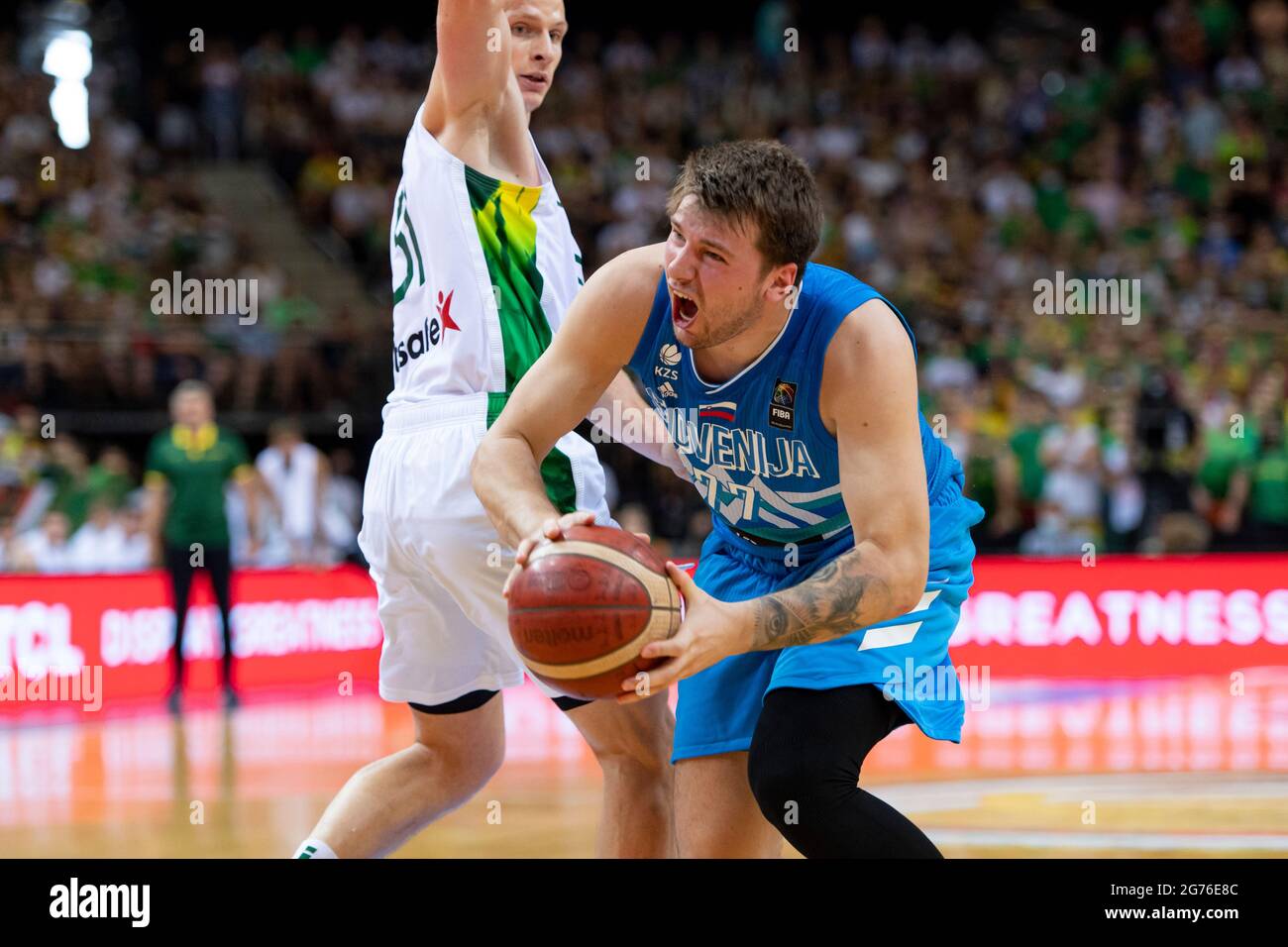 KAUNAS, LITHUANIA - july 4th 2021: FIBA Olympic qualifying tournament 2020.  Slovenia - Lithuania. Basketball player Luka Dončić in action Stock Photo -  Alamy