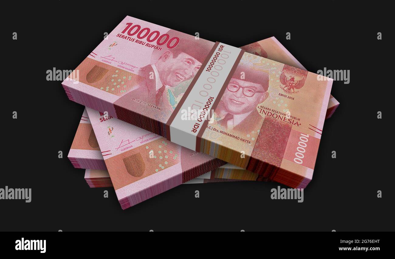 Indonesian Rupiah money pack 3d illustration. HUF banknote bundle stacks.  Concept of finance, cash, economy crisis, business success, recession, bank  Stock Photo - Alamy
