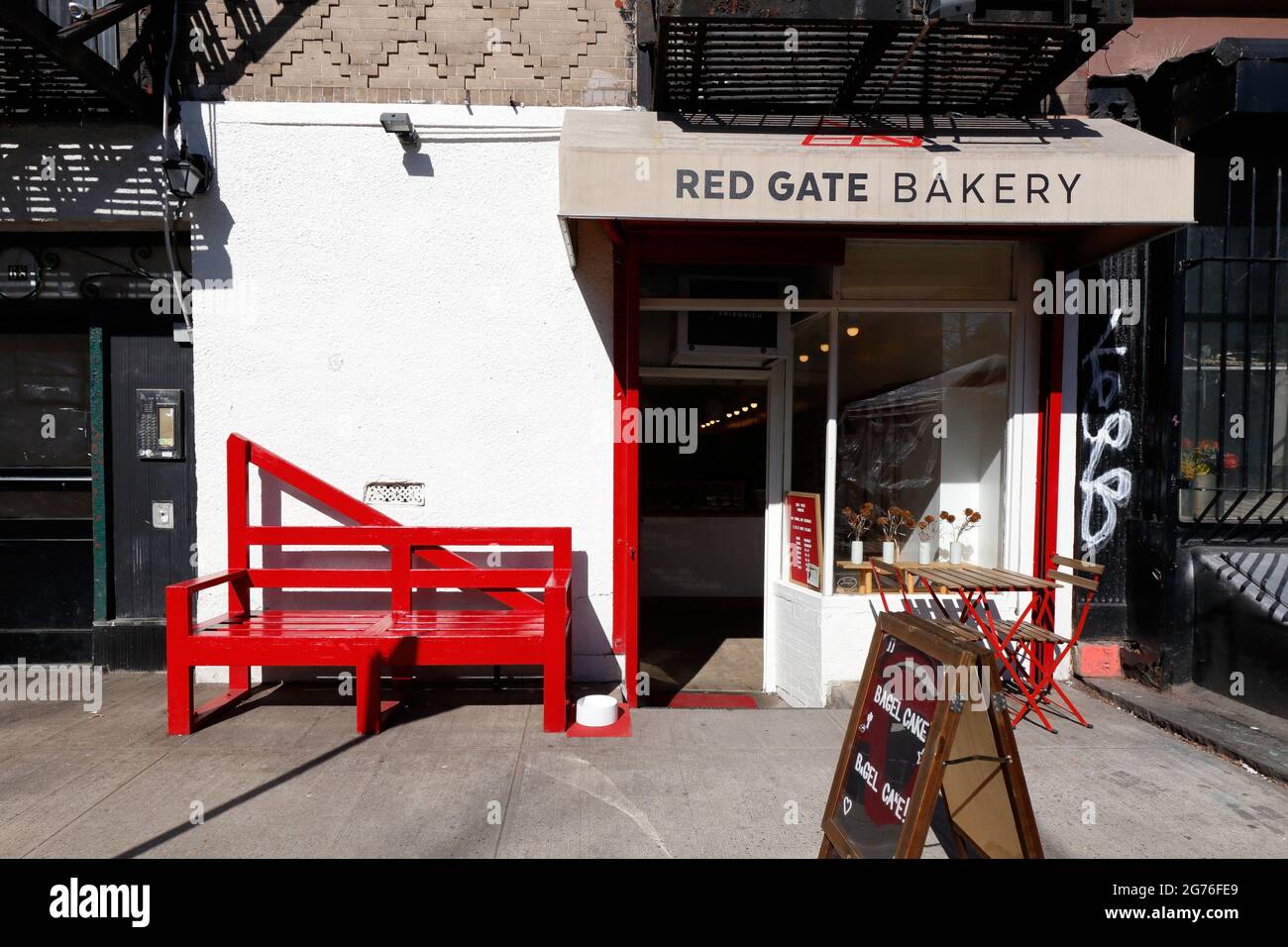 Red Gate Bakery, 68 E 1st St, New York, NYC storefront photo of a cookie bakery in the East Village neighborhood of Manhattan. Stock Photo