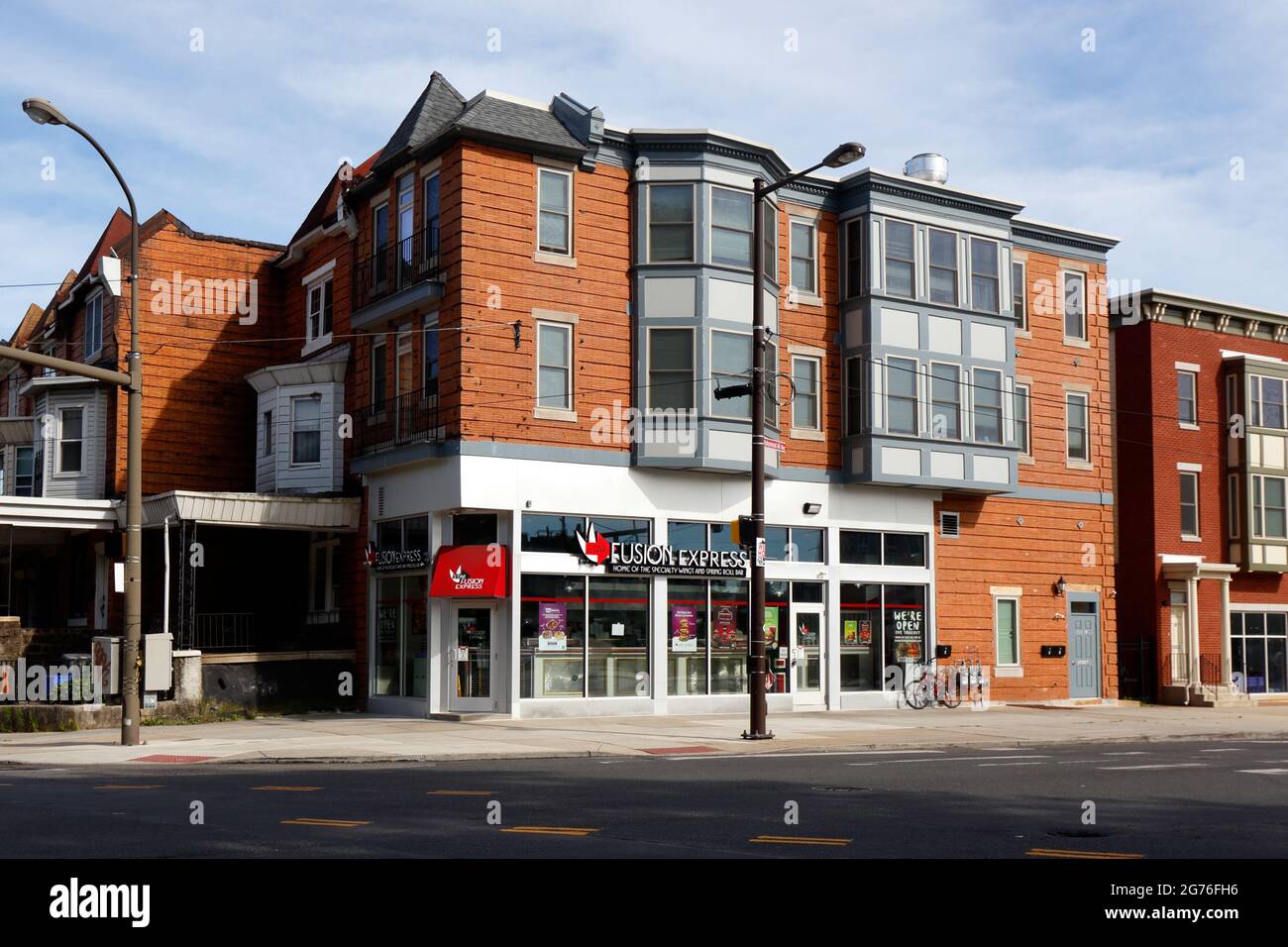 Star Fusion Express, 5178 Parkside Ave, Philadelphia, PA. exterior storefront of a Carribean Thai fusion restaurant in the West Parkside neighborhood. Stock Photo