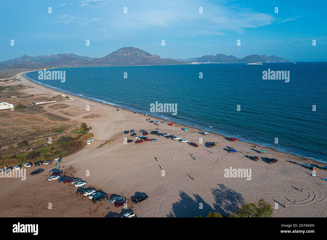 Aerial view of landscape, sand, sea in San Francisco tourist beach in San  Carlos Nuevo Guaymas in Sonora, Mexico. San Carlos Bay in the Gulf of  California, Sea of \u200b\u200bCortez or Bermejo, image size:1300x956