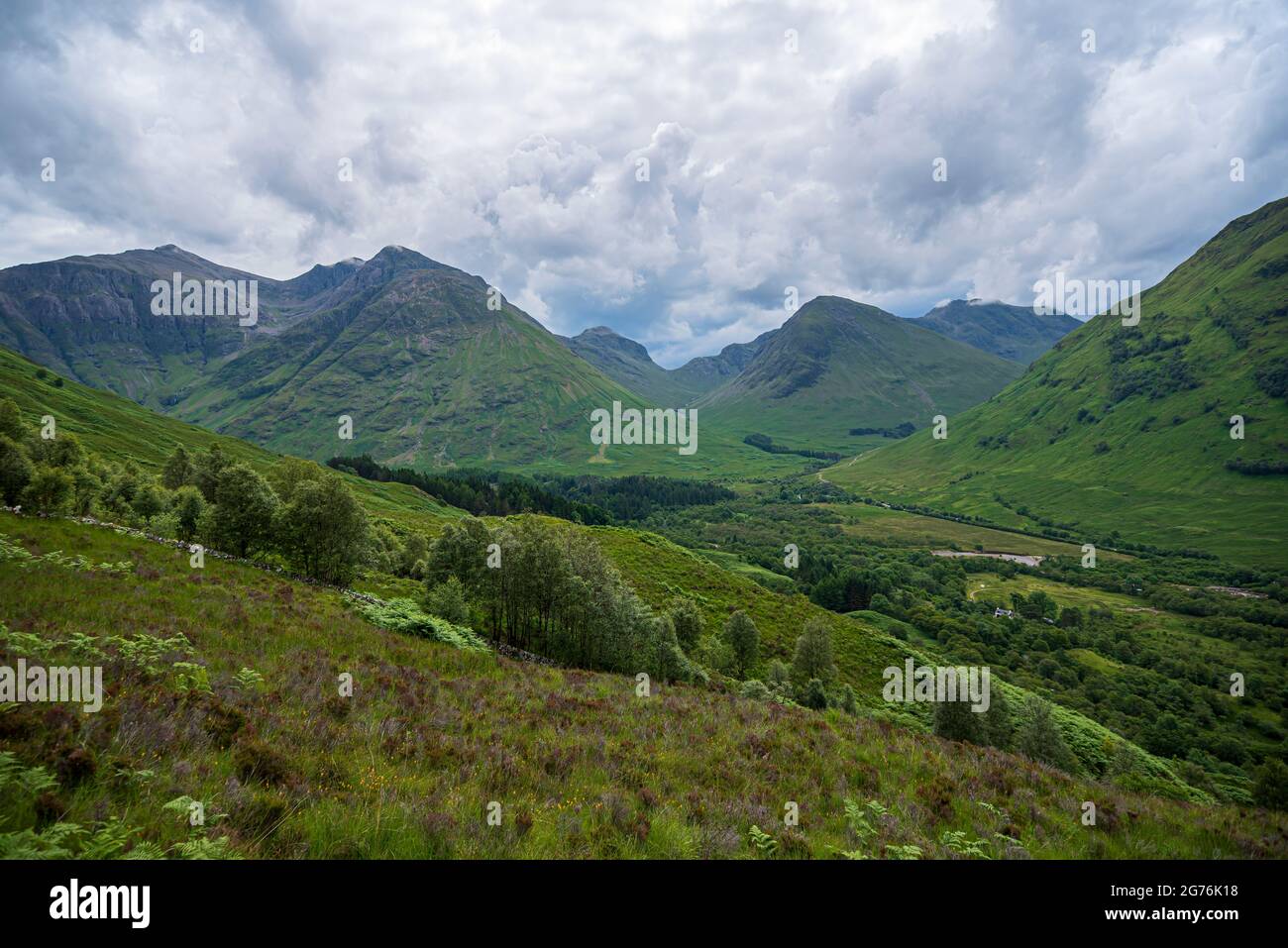 Landscape photography of mountains, valley, clouds, Glencoe, Scotland Stock Photo