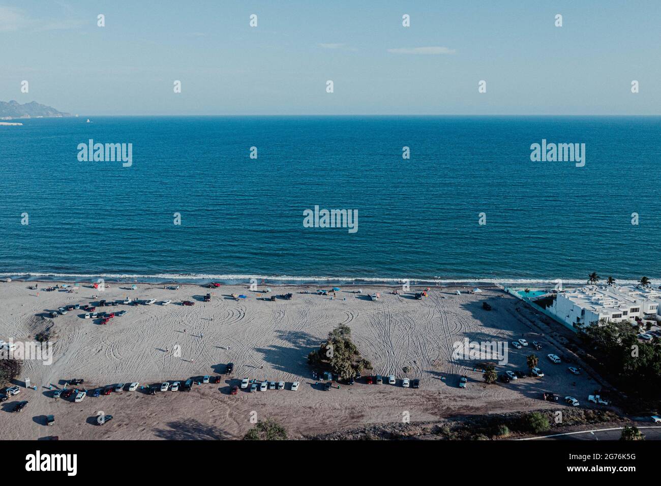 Aerial view of landscape, sand, sea in San Francisco tourist beach in San  Carlos Nuevo Guaymas in Sonora, Mexico. San Carlos Bay in the Gulf of  California, Sea of \u200b\u200bCortez or Bermejo, image size:1300x956