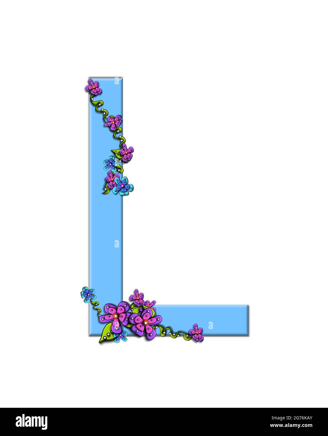 The soft, blue letter L, in the alphabet set 