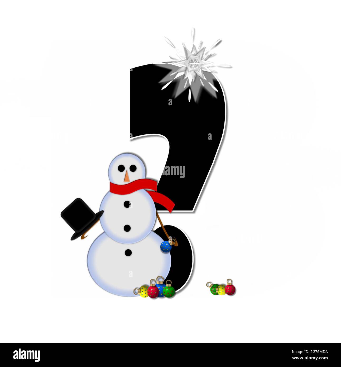 Question Mark In The Alphabet Set Frosty Is Black And Decorated With A Snowman And Christmas Ornaments Snowman Is Wearing A Red Scarf And Alphab Stock Photo Alamy