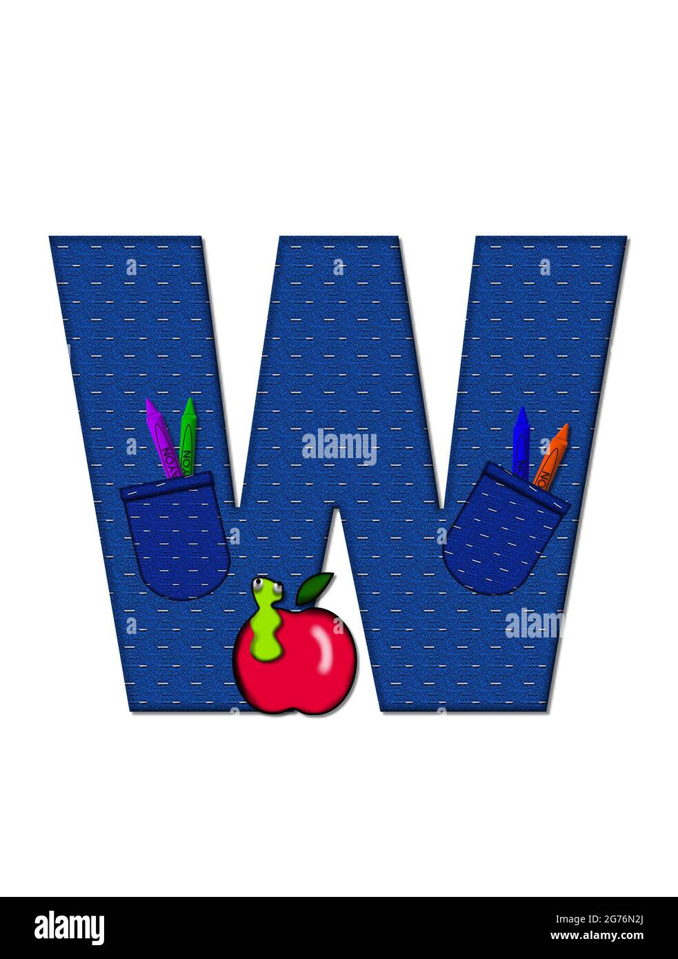 The letter W, in the alphabet set 