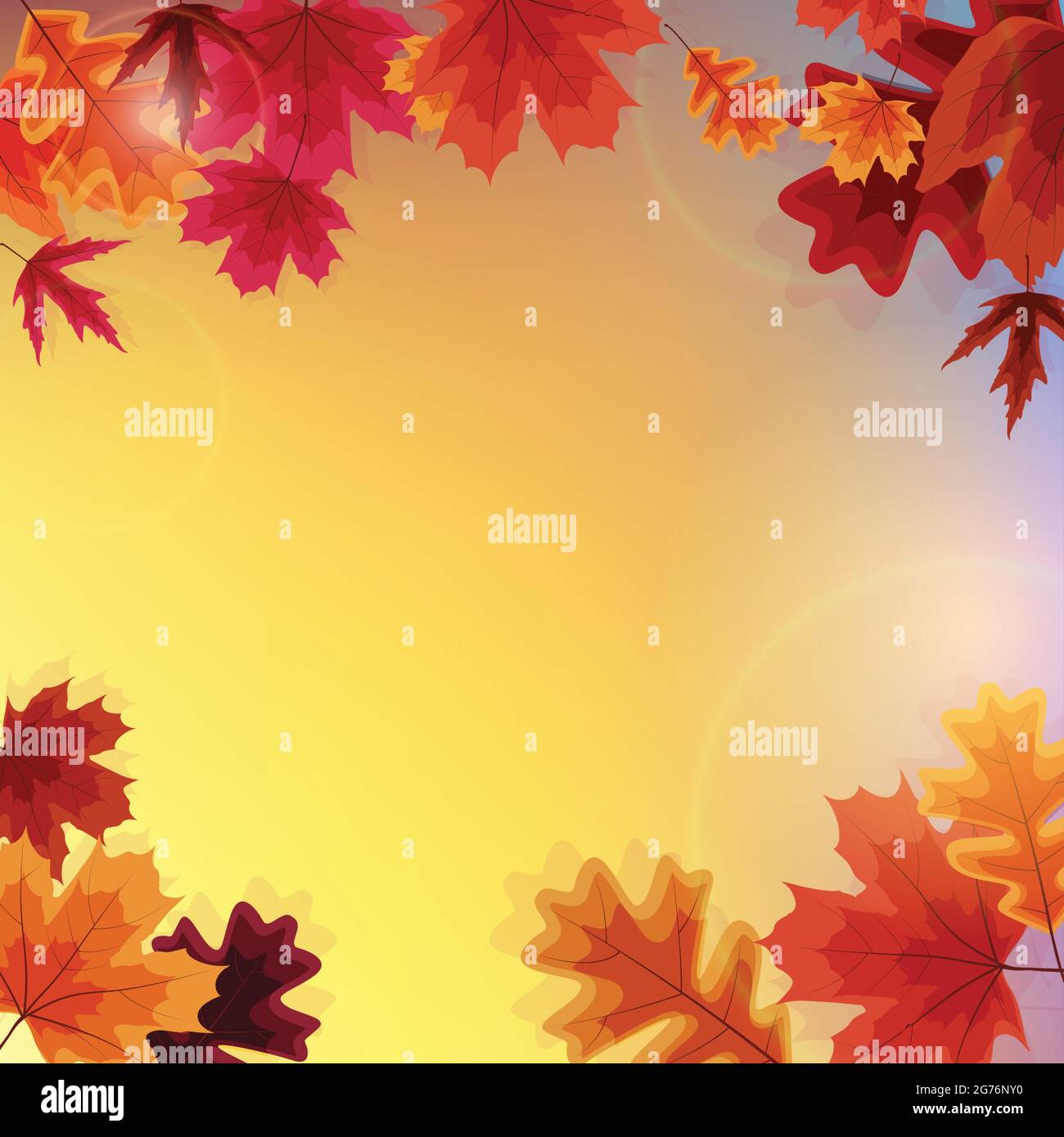 Autumn natural background template with falling leaves. EPS10 Stock ...