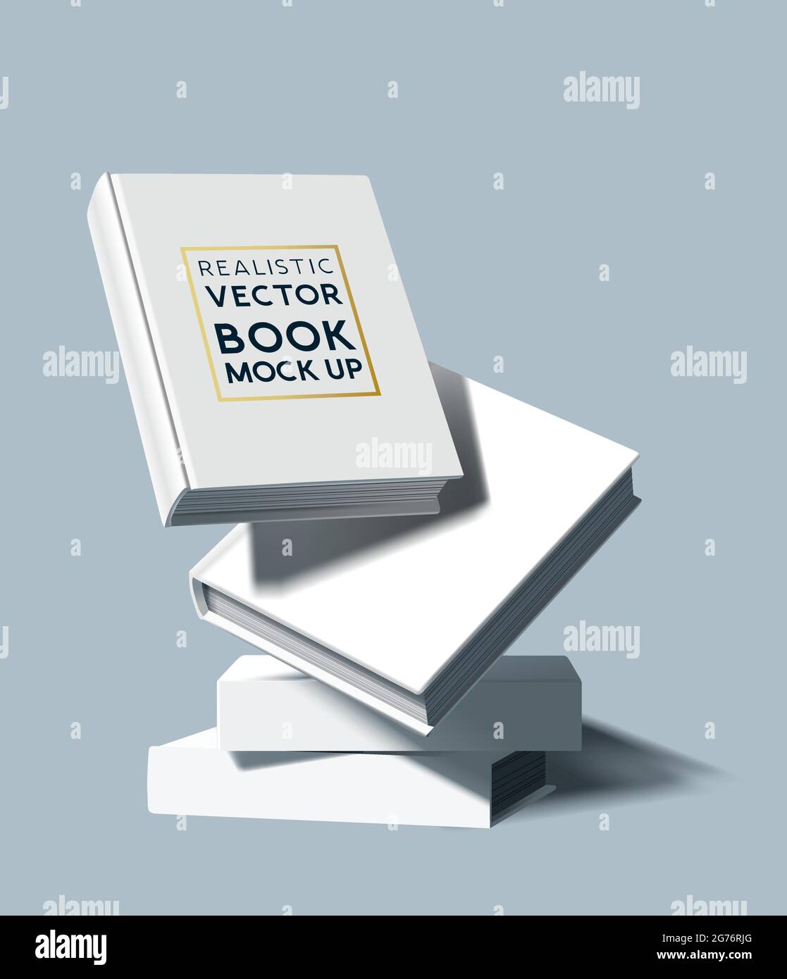 A stack of white blank hardcover books. Marketing and E-book template vector illustration. Stock Vector