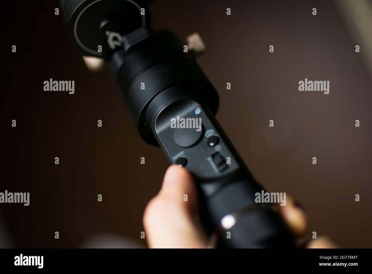 Close up shot of gimbal stabilizer equipment for video recording. Stock Photo