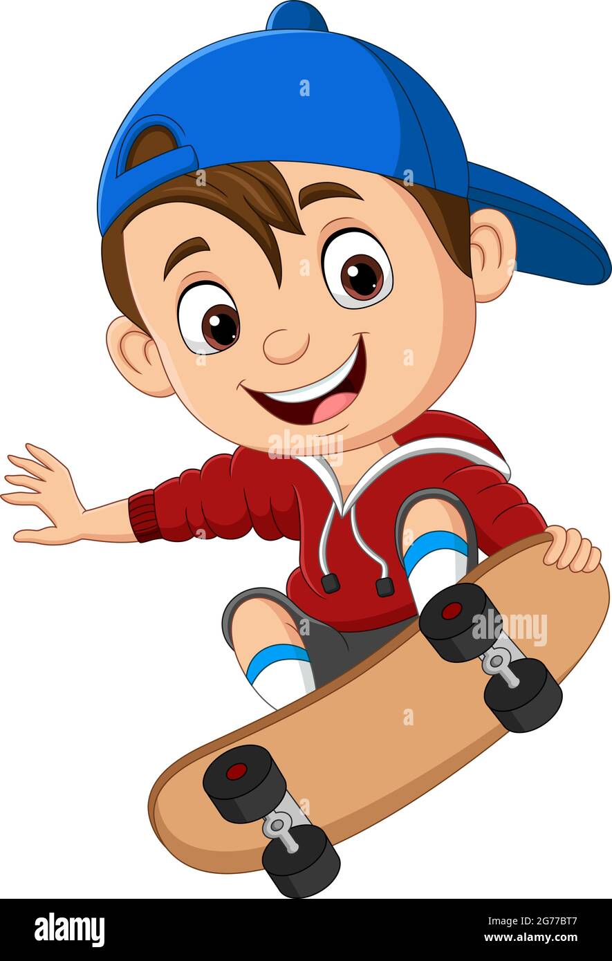 Cartoon happy little boy skateboarding Stock Vector Image & Art Alamy