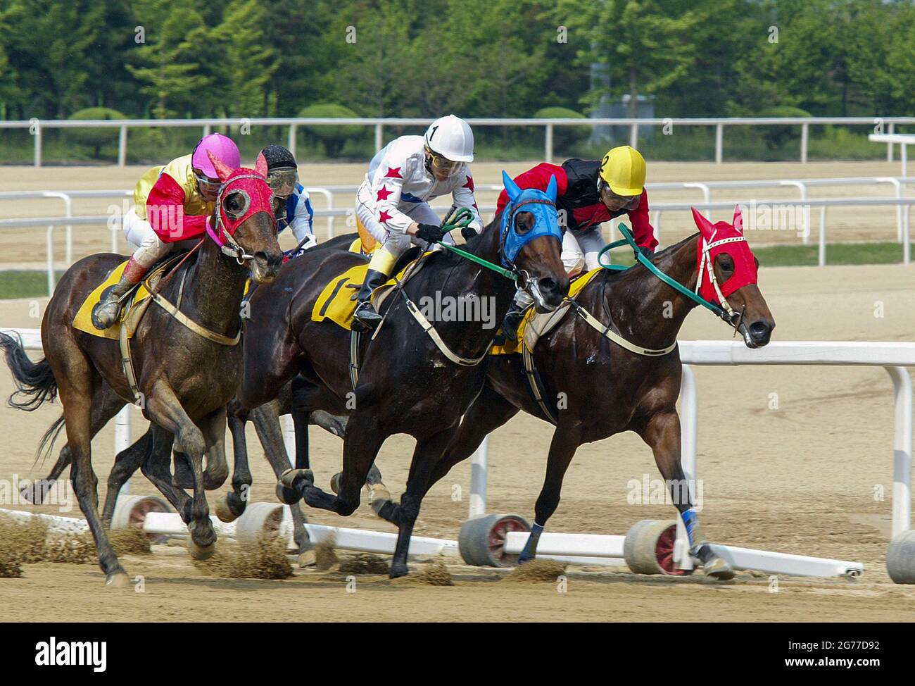 July 12, 2021Gwacheon, South KoreaJockey and horse run on the track during an Let's Run Park